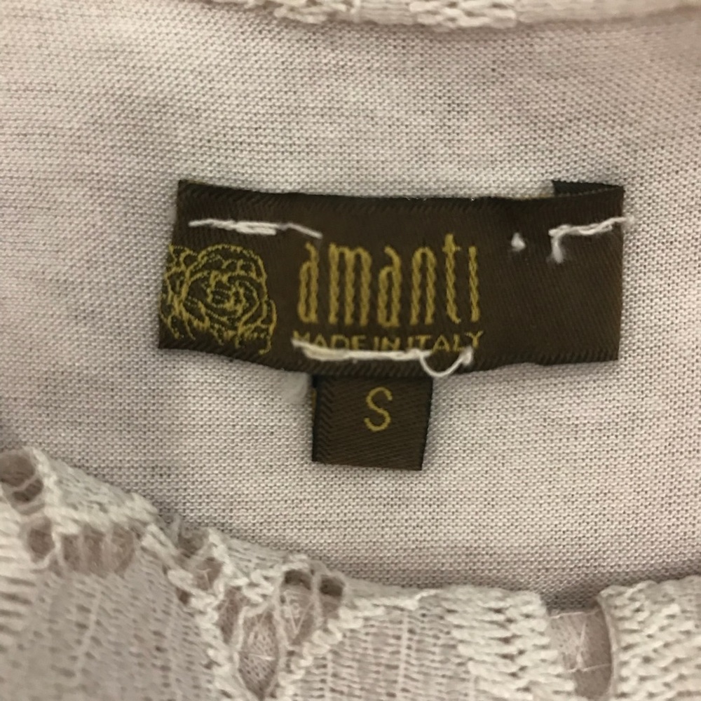 Amanti 100% Silk Blouse Made in Italy Lace Trim Top Size Small - Picture 10 of 15